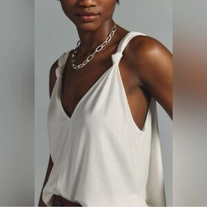 By Anthropologie Shine Knot Flowy Tank in Ivory Size Medium NWT